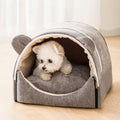 PAWS ASIA Wholesale Trendy Half Enclosed Fluffy Folding Blue Beds For Small Dogs Cat