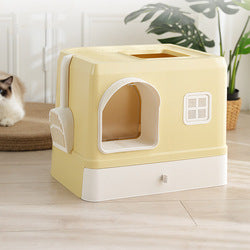 PAWS ASIA Wholesale Square Pet Toilet Cute Big Closed Splash Proof Drawer Type Cat Litter Box