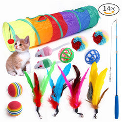 PAWS ASIA Factory Colorful Funny Interactive Foldable Tunnel Fish Mouse Cat Toy Set 24 Pack