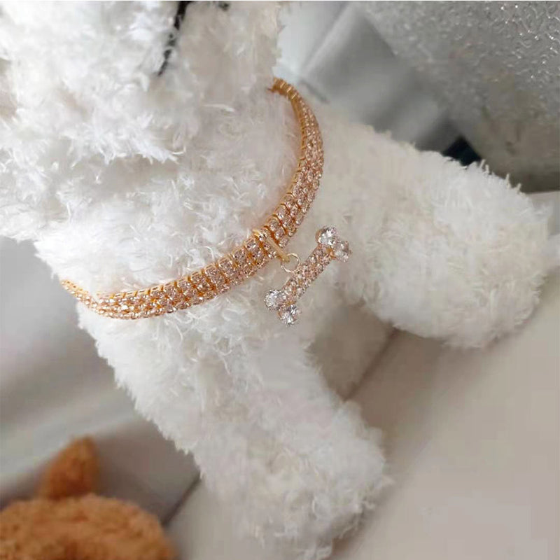 PAWS ASIA Suppliers Luxury Cute Small Rhinestones Cat Collar Bling Necklace Puppy Dog