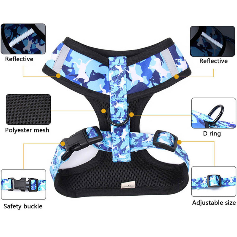 PAWS ASIA Supplier Camo Polyester Mesh Custom Private Label Luxury Dog Harness Set With Poop Bag And Bow tie