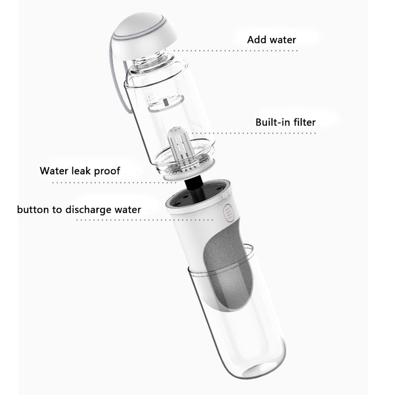 PAWS ASIA Wholesale Pet Outdoor Portable Designed Clear Dog Walk Water Bottle With Filter 330ML