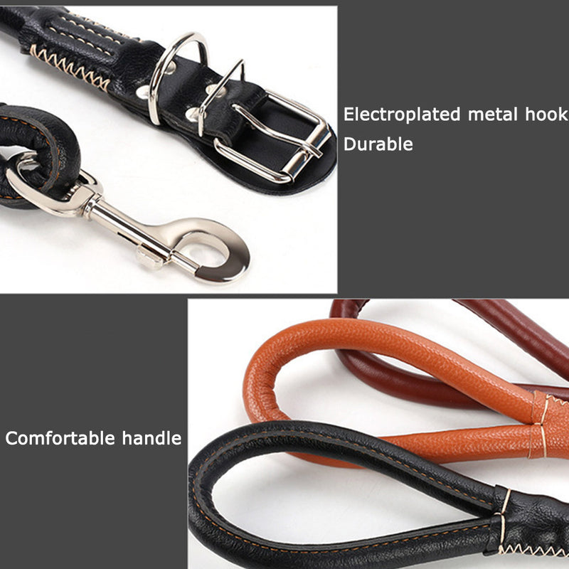 PAWS ASIA Wholesale Hot High Quality PU Leather Heavy Duty Rope Dog Leash And Collar Set