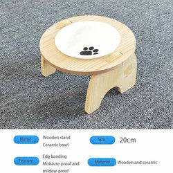 PAWS ASIA Ebay Best Sell Modern Eco Friendly  Wood Elevated Ceramic Cat Bowls Double Dog Feeder