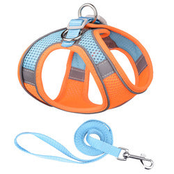 PAWS ASIA Supplier Breathable Mesh Reflective Luxury Adjustable Cute Dog Harness And Leash Set