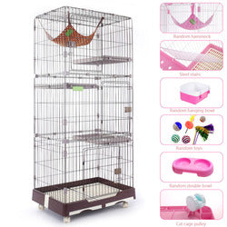 PAWS ASIA Suppliers Wholesale Luxury Outside 3 Layer Big Size Breeding Condo Cage Cat House With Tray Hammock Bowl Toy