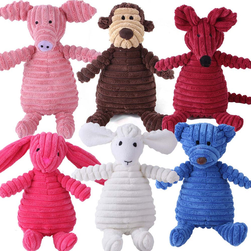 PAWS ASIA Wholesale Corduroy Cute Animal Shape Plush Squeaky Activity Dog Toys For Aggressive Chewers