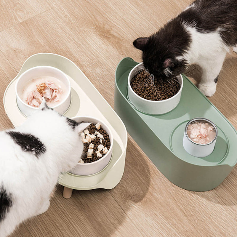 PAWS ASIA Suppliers Modern Upgrade Protect Cervical Raised Ceramic Non Slip Double Cat Bowl