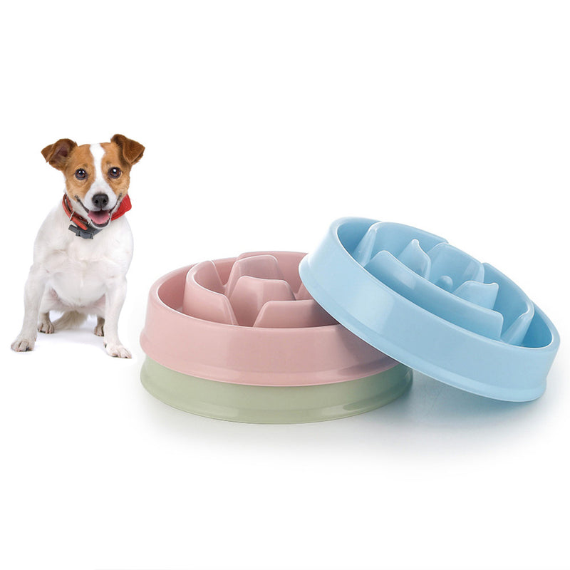 PAWS ASIA Supplier Plastic Travel Portable Blue No Spill Slow Feeder Food Eating Large Dog Bowl