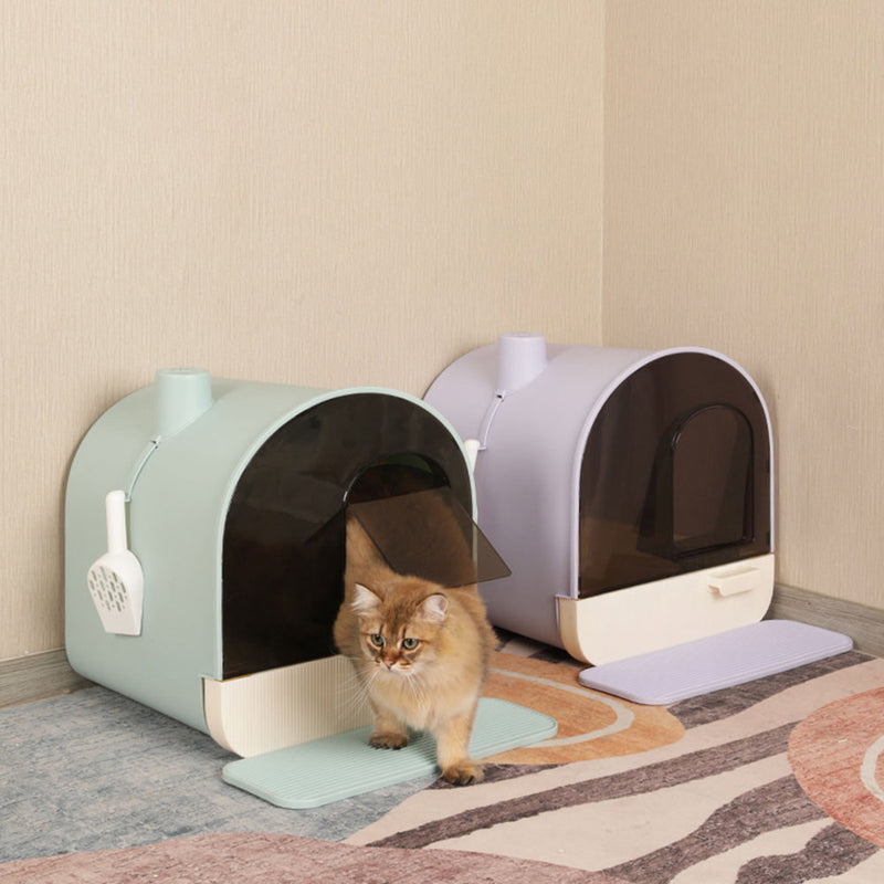 PAWS ASIA Suppliers PP Plastic Big Closed Cat Litter Box Toilet With Drawer And Mat