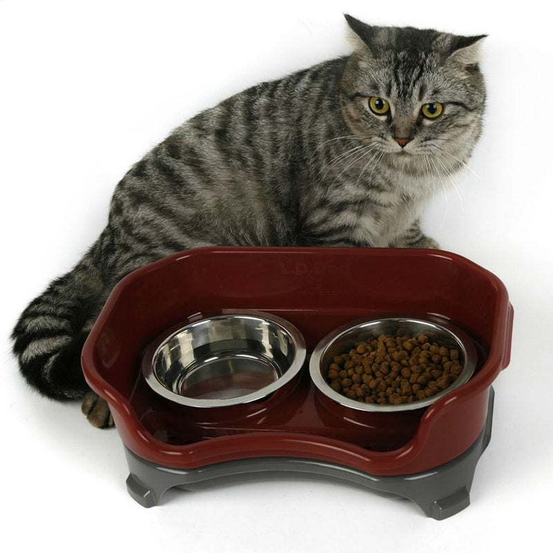 PAWS ASIA Wholesale New Spill Proof Stainless Steel Elevated Double Dog Bowl With Holder Cat Feeder