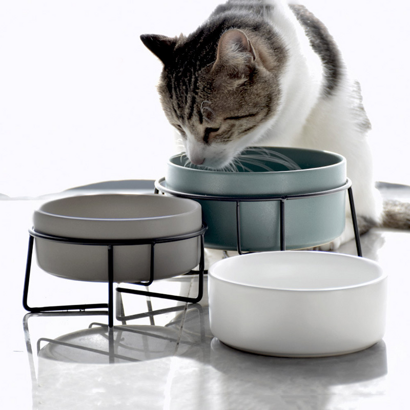 PAWS ASIA Manufacturers Ceramic Protect Cervical Double Elevated Cat Bowl Sets Dog Feeding