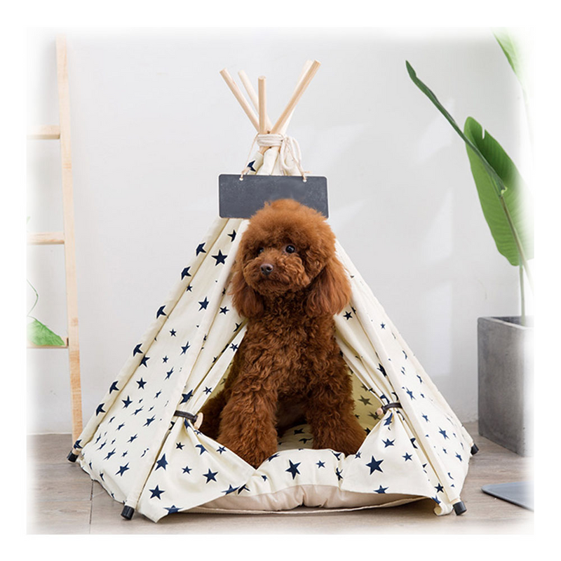 PAWS ASIA Manufacturers Direct Sale Pine Wood Windproof Luxury Dog Bed Cat Pet Play Tent